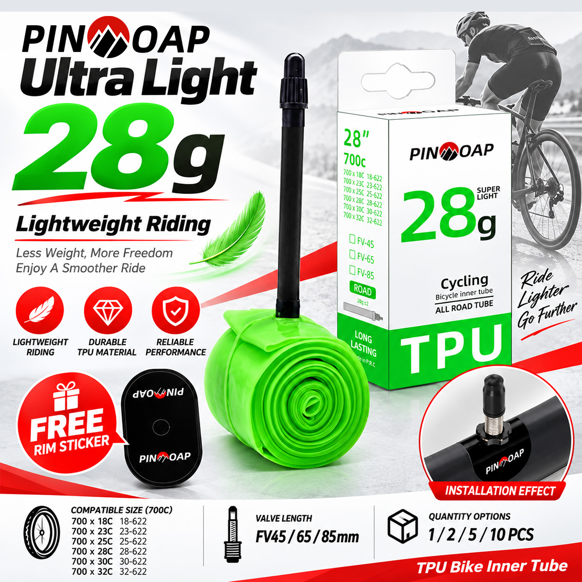 Inner Tube 700C - PINMOAP – lekka dętka rowerowa z